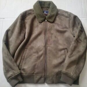 Size M - Rainforest Faux Suede Shearling Bomber Jacket Green Msrp $119.99